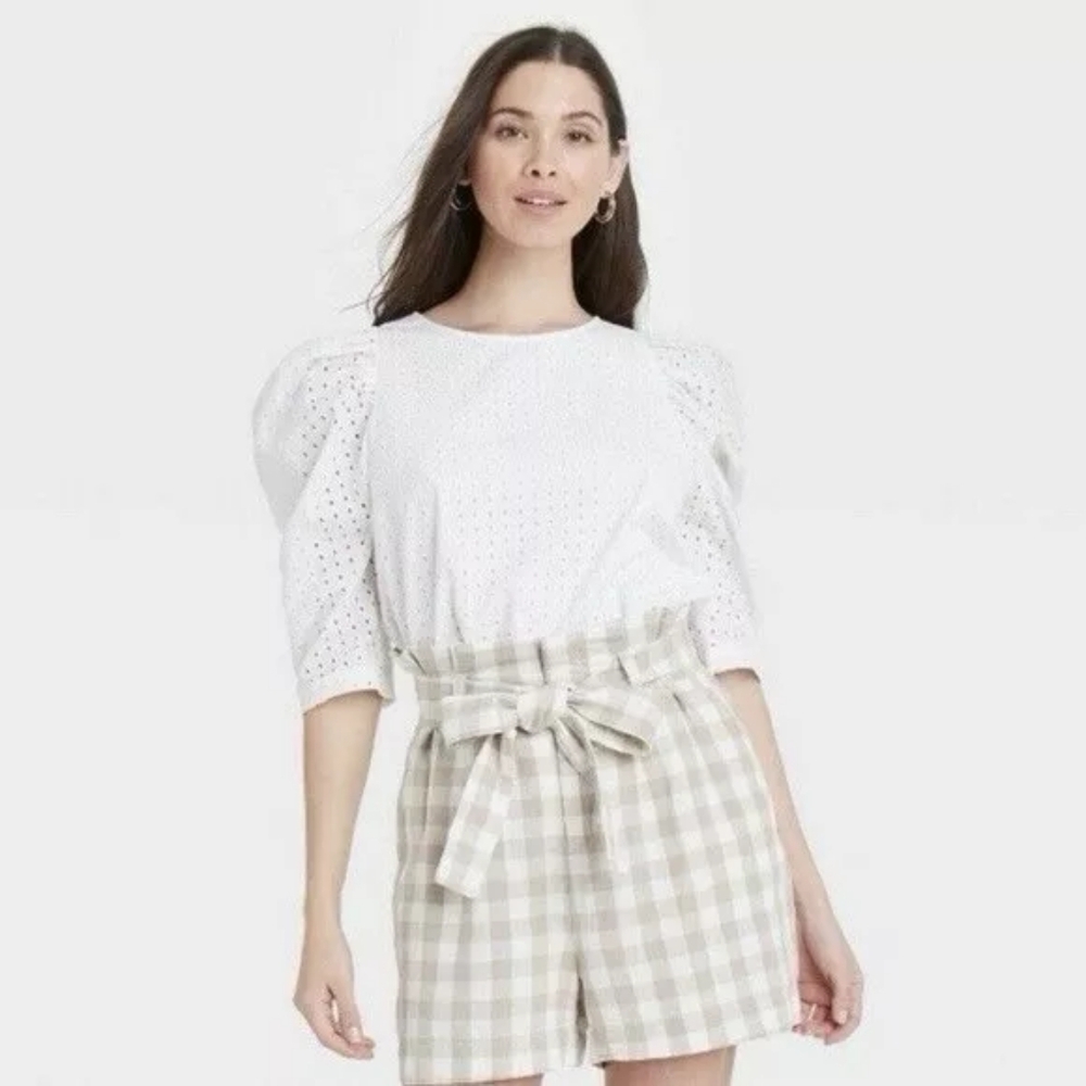 New Day! White Eyelet Women's Top